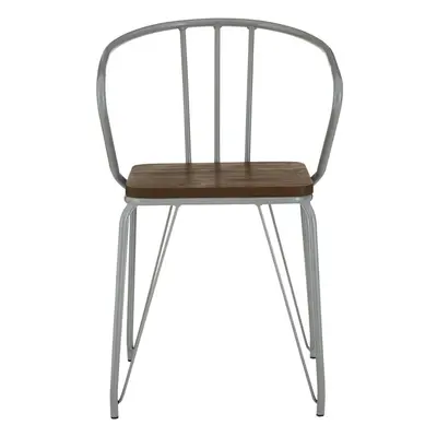 Premier Housewares District Grey Metal and Elm Wood Arm Chair