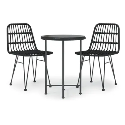 (black) vidaXL Garden Dining Set Piece Poly Rattan Dining Table Chair Black/Brown