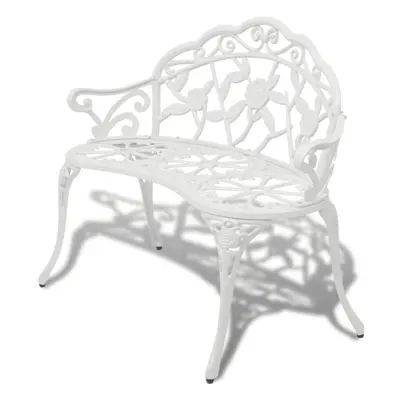 Garden Bench Outdoor Chair Park Seat Furniture White Cast Aluminium 2-seater