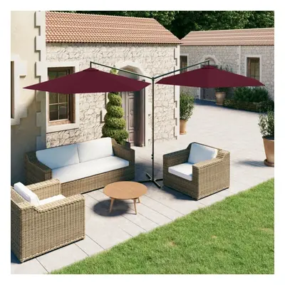 vidaXL Double Parasol with Steel Pole Bordeaux Red cm Outdoor Umbrella