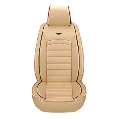 (Beige) Luxury PU Leather Full Surround Car Seat Cover Cushion Pet Pad Mat Protector SUV