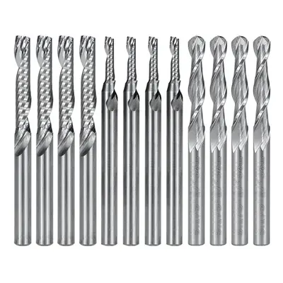 12 Pcs Carbide End Mill Cutter 1/8" Cnc Router Bits Double Flute Tools Flute Single Edged Millin