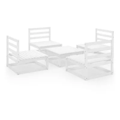 vidaXL Solid Pinewood Garden Lounge Set Piece White Wooden Furniture Sofa