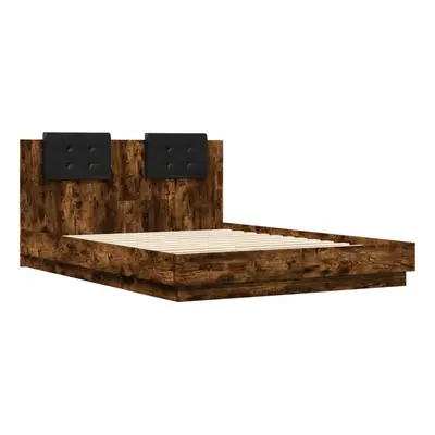 vidaXL Bed Frame with Headboard Bed Smoked Oak 120x200 cm Engineered Wood