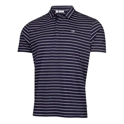 (M, Evening Blue/White) Calvin Klein Mens Silverstone Moisture Wicking Quick Dry Golf Polo Shirt