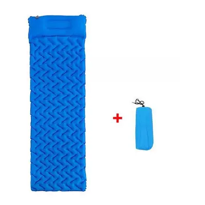 (Blue) Waterproof Camping Mat Inflatable Mattress with Pillow in Tent for Travel Camping