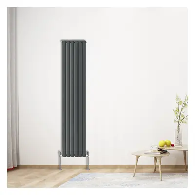 (Vertical 1800x354mm - Double) NRG Oval Column Designer Radiator Bathroom Central Heating Anthra