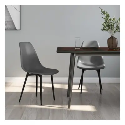 vidaXL 2x Dining Chairs Grey PP Home Kitchen Dining Room Dinner Chair Seating