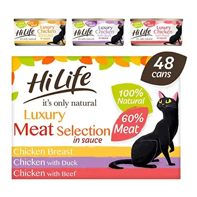 HiLife it's only natural - Wet Cat Food - Luxury Meat Selection in Sauce - 100% Natural Grain Fr