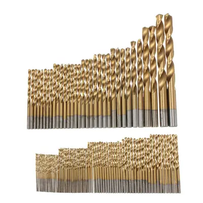 100pcs 1.5mm - 10mm Titanium Coated Drill Bit Set High Speed Steel Manual Twist Drill Bits