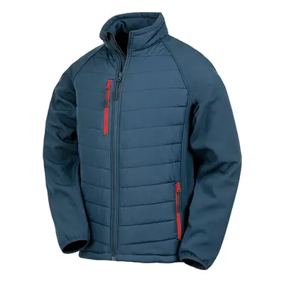 (XS, Navy/Red) Result Mens Black Compass Padded Soft Shell Jacket