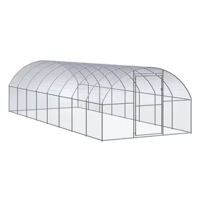 vidaXL Outdoor Chicken Coop 3x8x2 m Galvanised Steel Garden Poultry House