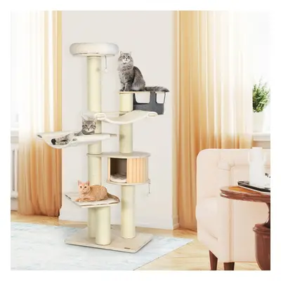 197 cm Cat Tree Multi-Level Cat Tower Activity Centre W/ Condo Sisal Posts & Top Perch