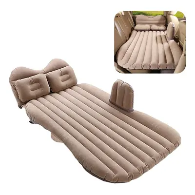 (Yellow) Portable Car Mattress Foldable Cushion Air Bed Inflatable with Air-Pump Camping Travel