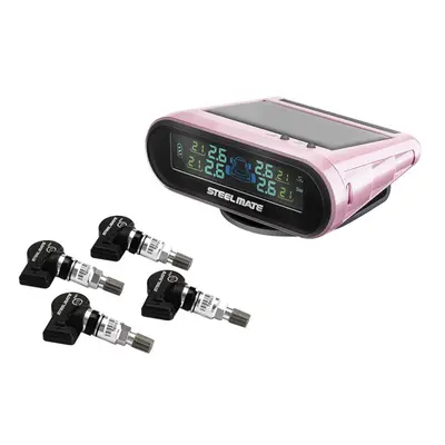 (Pink) TPMS Tire Pressure Monitoring System Solar Power Display Internal Sensors