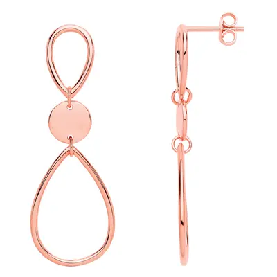 Jewelco London Ladies Rose Gold-Plated Sterling Silver Disc Infinity Loops Drop Earrings - GVE63