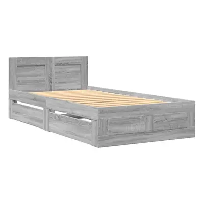 vidaXL Bed Frame with Headboard Bed Grey Sonoma 90x200 cm Engineered Wood