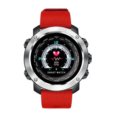 (Silver+Red) Smart Watch Heart Rate Monitor Fitness Tracker