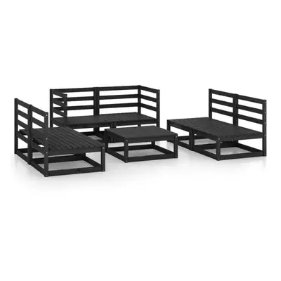 vidaXL Solid Pinewood Garden Lounge Set Piece Black Outdoor Seat Furniture