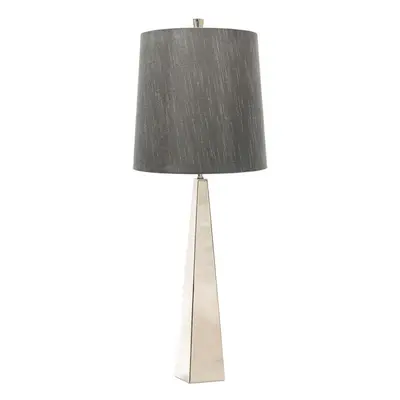 Square Table Lamp Dark Grey Shade Highly Polished Nickel LED E27 60W