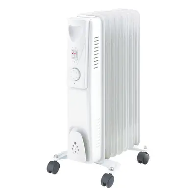 NRG White Oil Filled Radiator 1.5KW Portable Electric Heater Adjustable Thermostat-3 heat settin