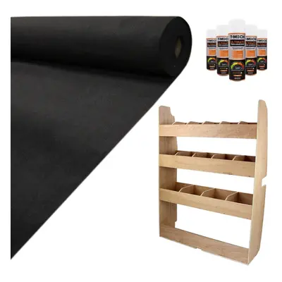 11m2 Black Van Lining Carpet Super Stretch with Glue & Ford Transit Racking