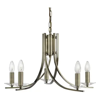 5 Light Twisted Ceiling Pendant With Clear Glass Sconces