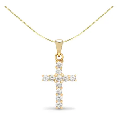 Jewelco London Ladies Solid 18ct Yellow Gold Claw Set Round G SI1 0.5ct Diamond Eternity Cross P