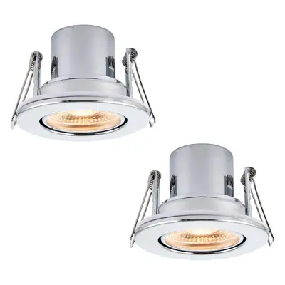 2 PACK Recessed Tiltable Ceiling Downlight - 8.5W Warm White LED Chrome Plate