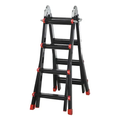 HOMCOM 4M Aluminium Duo Ladder Telescopic Herringbone Multi-Purpose DIY Non-Slip