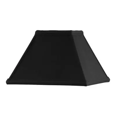 9" Inch Square Tapered Lamp Shade Black Faux Silk Fabric Cover Modern Elegant