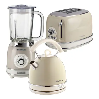 Ariete ARPK25 Retro Style Dome Kettle, Toaster & Jug Blender Set, Vintage Design, Cream