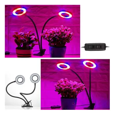 24W Daul Head LED Plant Grow Light Flexible Desk Clip Lamp for Vegetables Fruits Flowers Hydropo