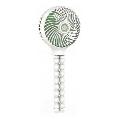 (White) Handheld Stroller Mini Fan 2000mAh USB Rechargeable Octopus Shape Portable Personal Fan 