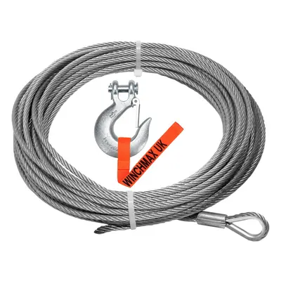 WINCHMAX Wire Rope 15m x 9.5mm, Hole Fix. 3/8 inch Clevis Hook. For winches up to 13,500lb