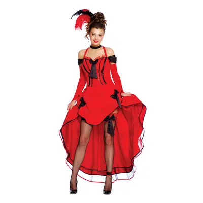 (M (38-40)) Women's red cancan costume with black bows