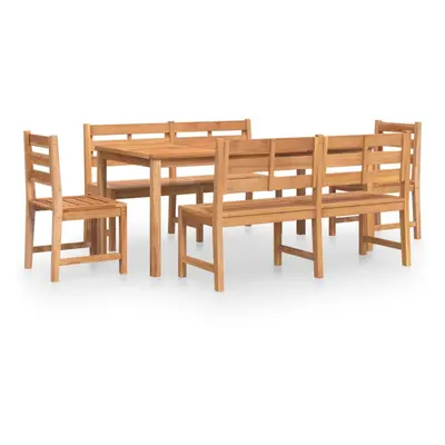 (180 cm table length, 2x bench + 2x chair + table) vidaXL Solid Wood Teak Garden Dining Set Dini