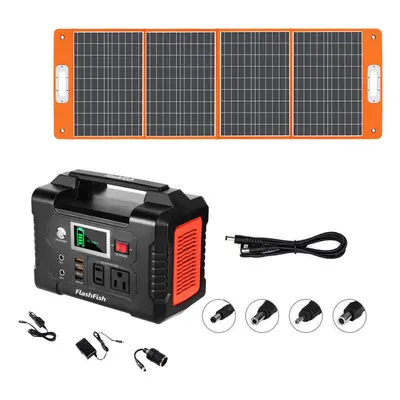 200W 40800mAh Portable Power Station With 110V AC Outlet/2 DC Ports/3 USB Ports+18V 100W Foldabl