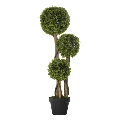 HOMCOM Potted Artificial Plants Boxwood Ball Topiary Trees Indoor Outdoor, 90cm