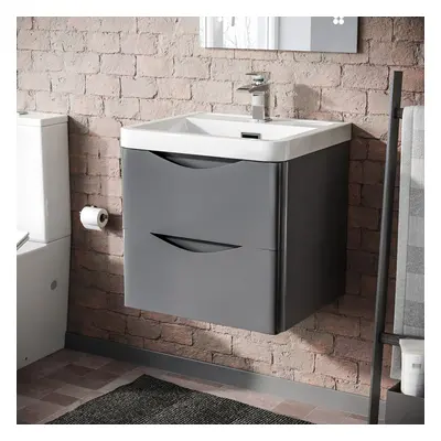 Nes Home Grey 500mm Wall Hung Basin Vanity Unit