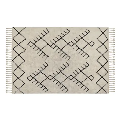 Cotton Area Rug x cm Beige and Black ERLER