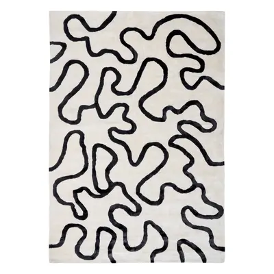 Viscose Area Rug Abstract Pattern x cm White and Black KAPPAR