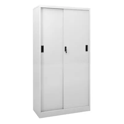 vidaXL Office Cabinet with Sliding Door Light Grey Steel Filing Side Cabinet