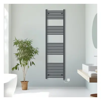 (Anthracite, 1800x500mm) Prefilled Electric Straight Heated Towel Rail Radiator Ladder Warmer