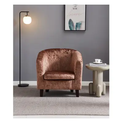 (Brown) Crush Velvet Tub Chair In Silver, Grey, Black or Brown