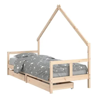 (brown, x cm) vidaXL Kids Bed Frame Bedstead Bed Base with Drawers 90x190 cm Solid Wood Pine