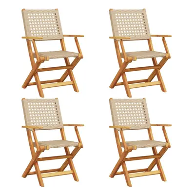 (beige, pcs) vidaXL Garden Chairs Outdoor Dining Chair Solid Wood Acacia and Poly Rattan