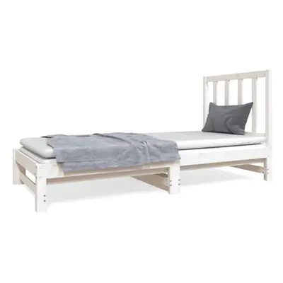 (White) vidaXL Solid Wood Pine Pull-out Day Bed Guest Sofa Bed Furniture Multi Colours