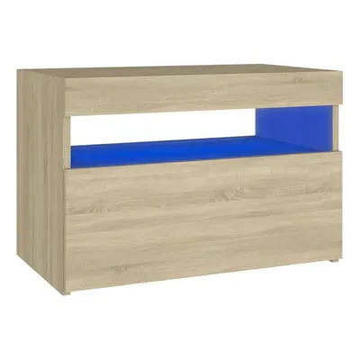 (Sonoma oak) vidaXL 1/2x Bedside Cabinet and LED Light Engineered Wood Decor Multi Colours