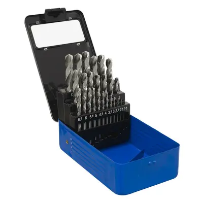 25 Piece Fully Ground HSS Drill Bit Kit - 1mm to 13mm Sizes - Split Point Tip